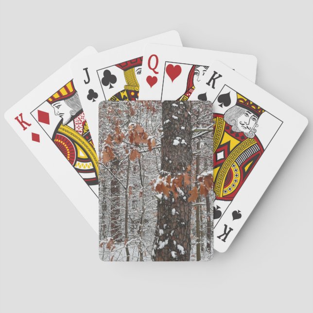 Snow Covered Oak Trees Winter Nature Photography Poker Cards (Back)