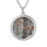 Snow Covered Oak Trees Winter Nature Photography Silver Plated Necklace