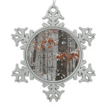 Snow Covered Oak Trees Winter Nature Photography Snowflake Pewter Christmas Ornament