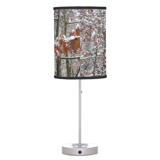 Snow Covered Oak Trees Winter Nature Photography Table Lamp (Back)