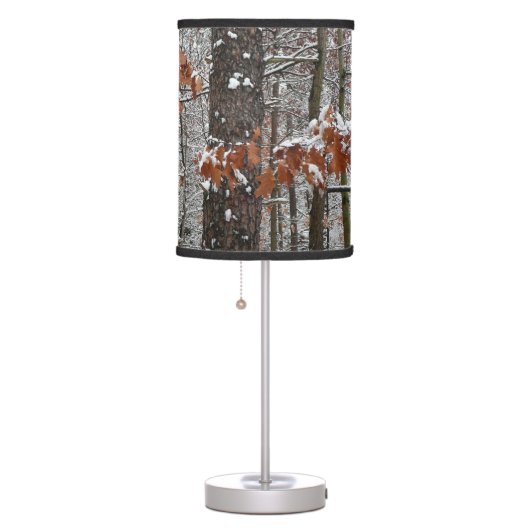 Snow Covered Oak Trees Winter Nature Photography Table Lamp (Right)