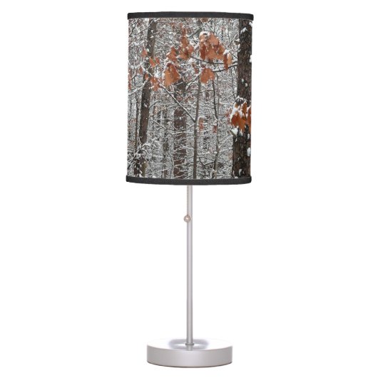Snow Covered Oak Trees Winter Nature Photography Table Lamp (Front)