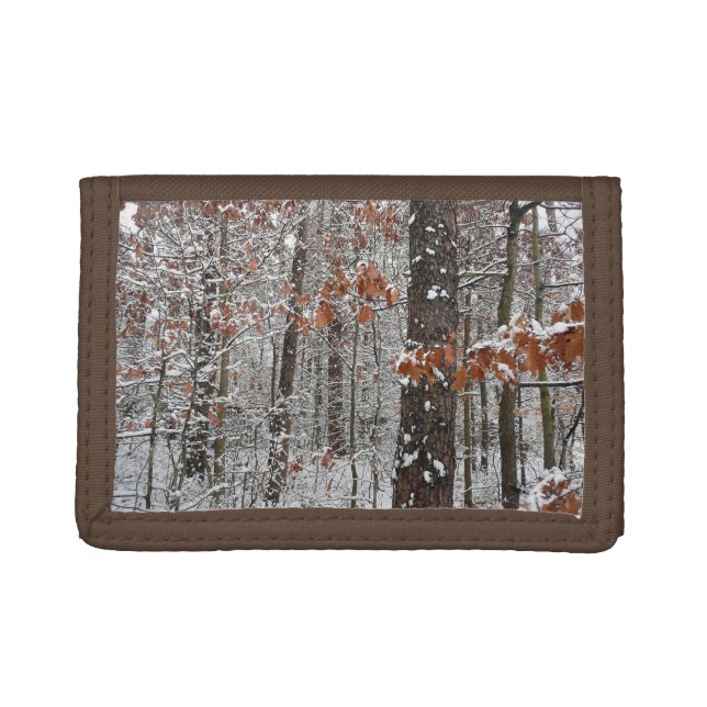 Snow Covered Oak Trees Winter Nature Photography Trifold Wallet (Front)