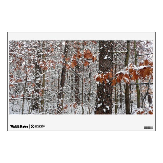 Snow Covered Oak Trees Winter Nature Photography Wall Sticker (Front)