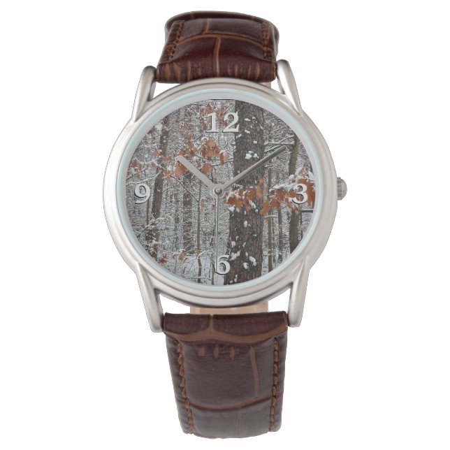 Snow Covered Oak Trees Winter Nature Photography Watch (Front)