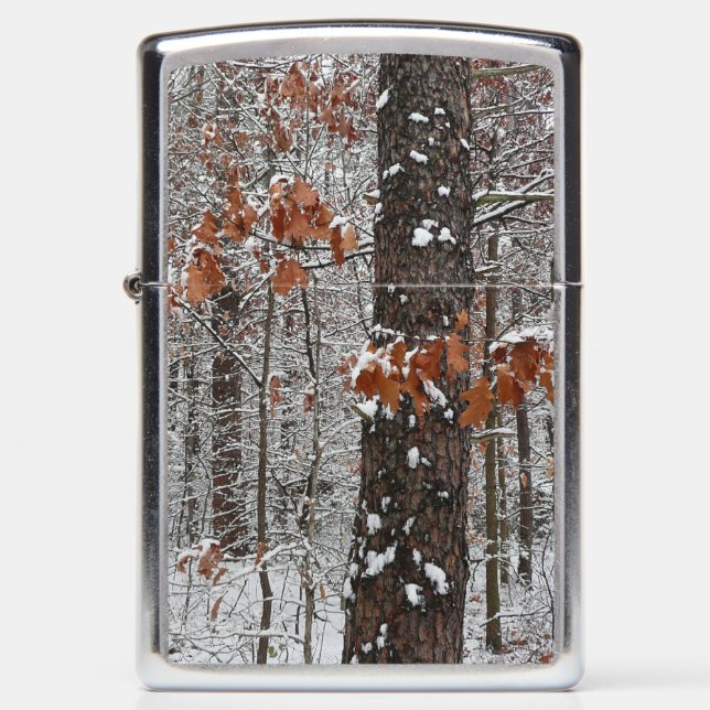 Snow Covered Oak Trees Winter Nature Photography Zippo Lighter (Front)