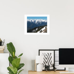 Snow Covered Olympic Mountains Landscape Poster