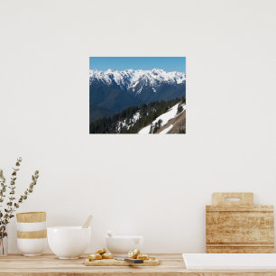 Snow Covered Olympic Mountains Landscape Poster