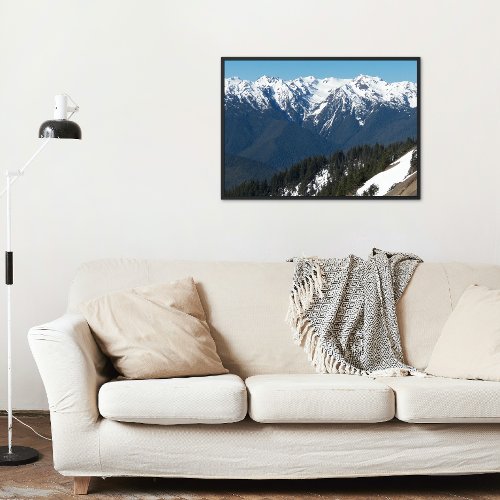 Snow Covered Olympic Mountains Landscape Poster