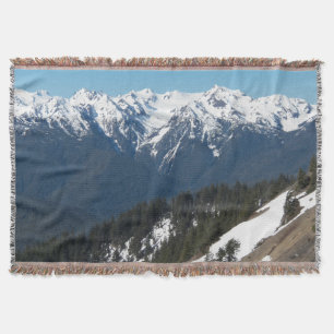 Snow Covered Olympic Mountains Throw Blanket