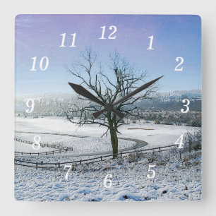 Snow Covered Ozark Hills Wall Clock