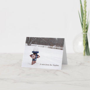 Snow Covered Patriotic Hydrant Note Card