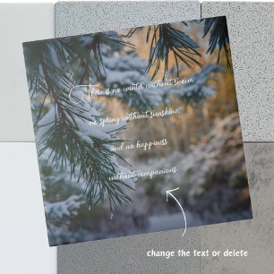 Snow-covered pine branches ceramic tile