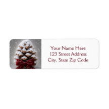 Snow Covered Pine Cone Return Address