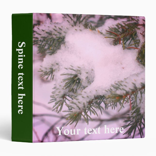 Snow Covered Pine Needles Winter Personalized 3 Ring Binder (Front/Spine)