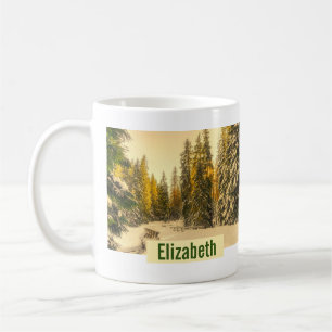 Snow Covered Pine Trees Forest Nature Photo Coffee Mug