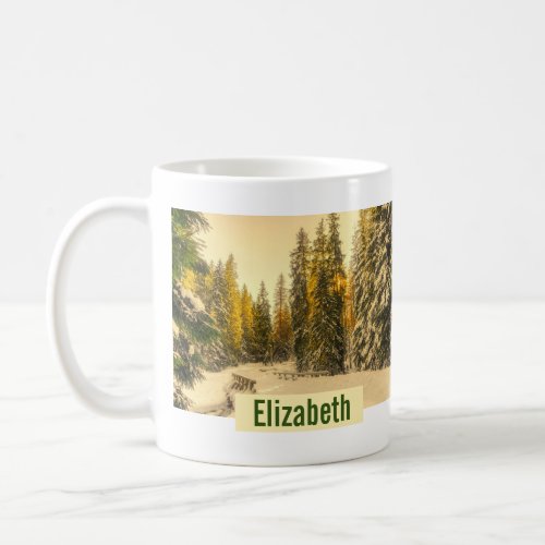 Snow Covered Pine Trees Forest Nature Photo Coffee Mug