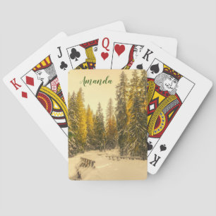 Snow Covered Pine Trees Forest Nature Photo Poker Cards