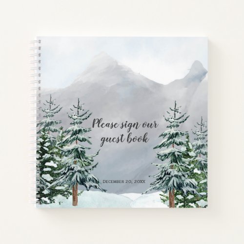 Snow Covered Pine Trees Mountains Snow Guest Book