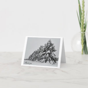Snow covered pine trees thank you card