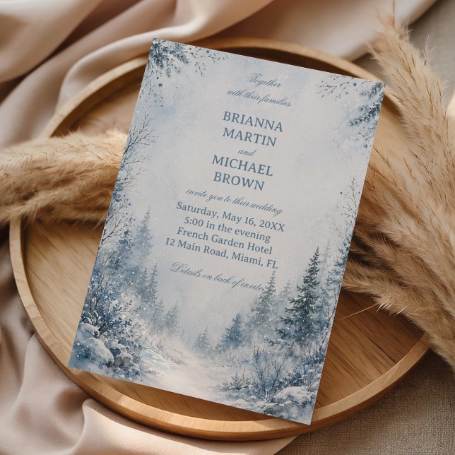 Snow Covered Pines Blue Save The Date (Creator Uploaded)