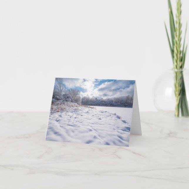 Snow Covered Pond and Woodlands at Salem Hills Thank You Card (Front)