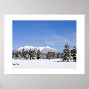 Snow Covered Prairie & San Francisco Peaks Arizona Poster