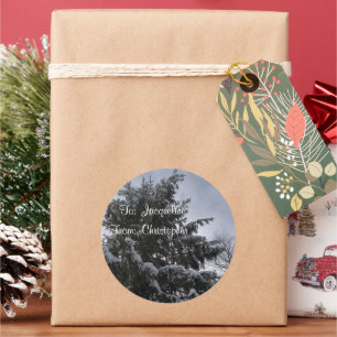 Snow Covered Spruce Tree Gift Tag Stickers