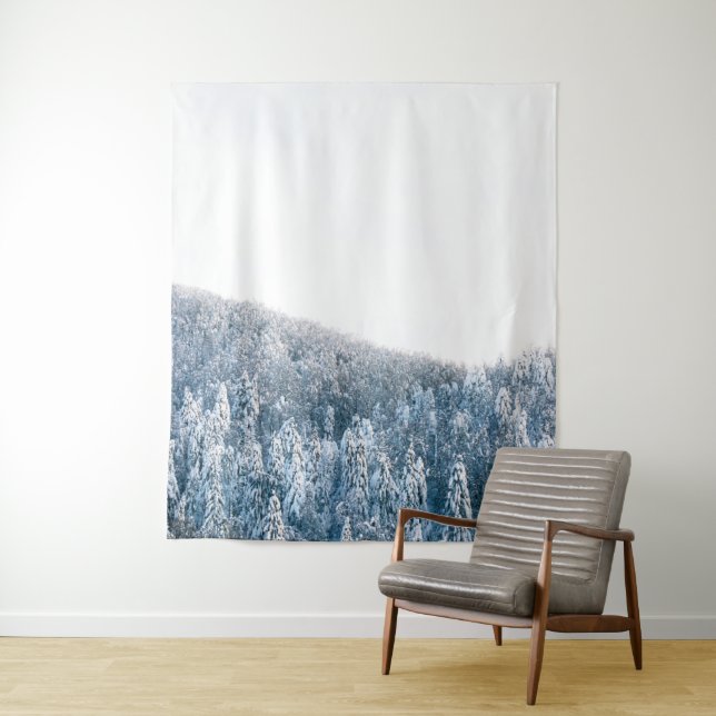 Snow covered spruce winter forest tapestry (In Situ)
