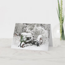 Snow-covered Tractor Holiday Card