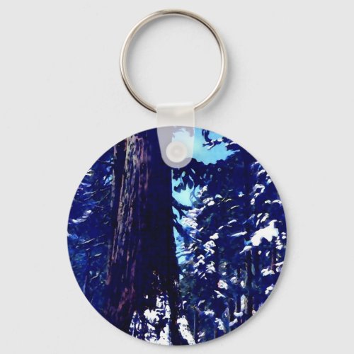 Snow Covered Tree Keychain