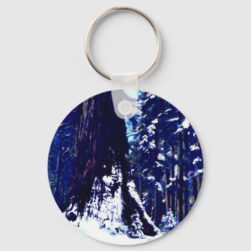 Snow Covered Tree Keychain
