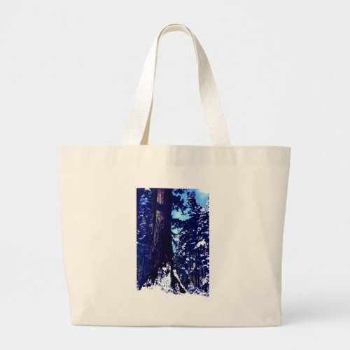 Snow Covered Tree Large Tote Bag