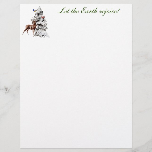 Snow Covered Tree with Wildlife & Birds Stationery (Front)