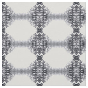 Snow-covered Trees and Hexagons Photo Fabric