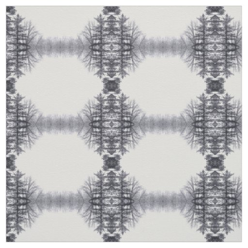 Snow-covered Trees and Hexagons Photo Fabric