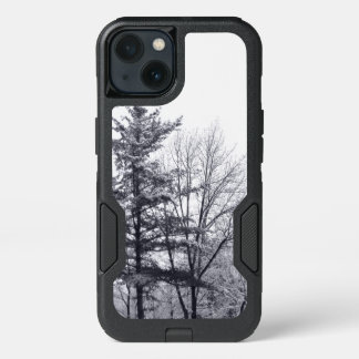 Snow-covered Trees: Black and White Photo iPhone 13 Case