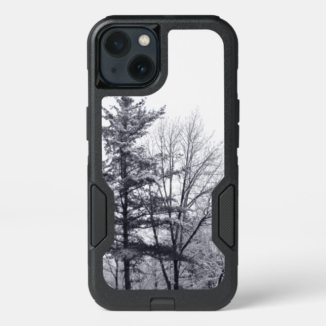 Snow-covered Trees: Black and White Photo Otterbox iPhone Case (Back)