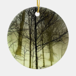 Snow Covered Trees Ceramic Ornament