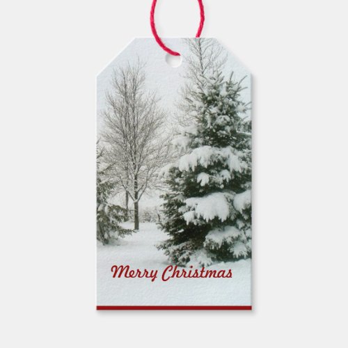 Snow_Covered Trees Christmas Gift Tag