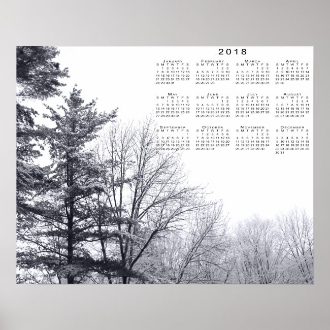 Snow-covered Trees: Horizontal 2018 Calendar Print