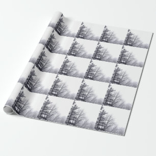 Snow-covered Trees: Horizontal Wrapping Paper