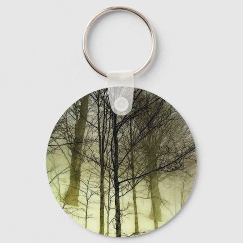 Snow Covered Trees Keychain