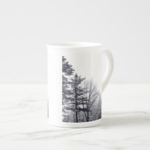 Snow-covered Trees: Vertical Bone China Mug