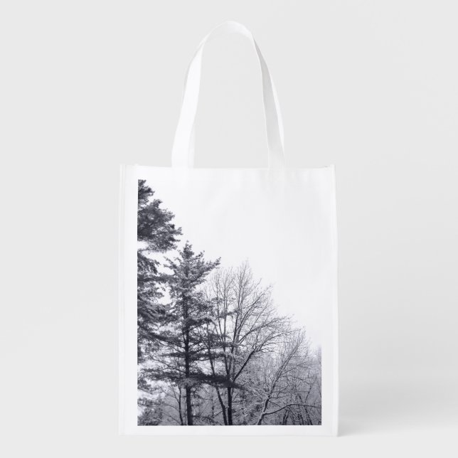 Snow-covered Trees: Vertical Grocery Bag (Front)