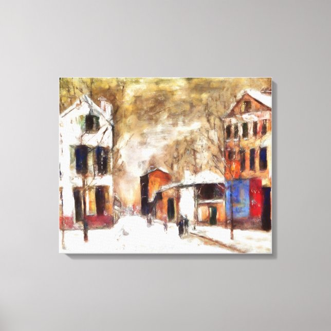 Snow-covered urban landscape canvas print (Front)
