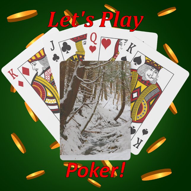 Snow Covered Wintery Forest Stream Scene Poker Cards (Creator Uploaded)