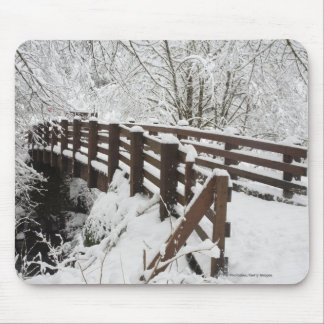 Snow Covered Wooden Bridge Mouse Pad