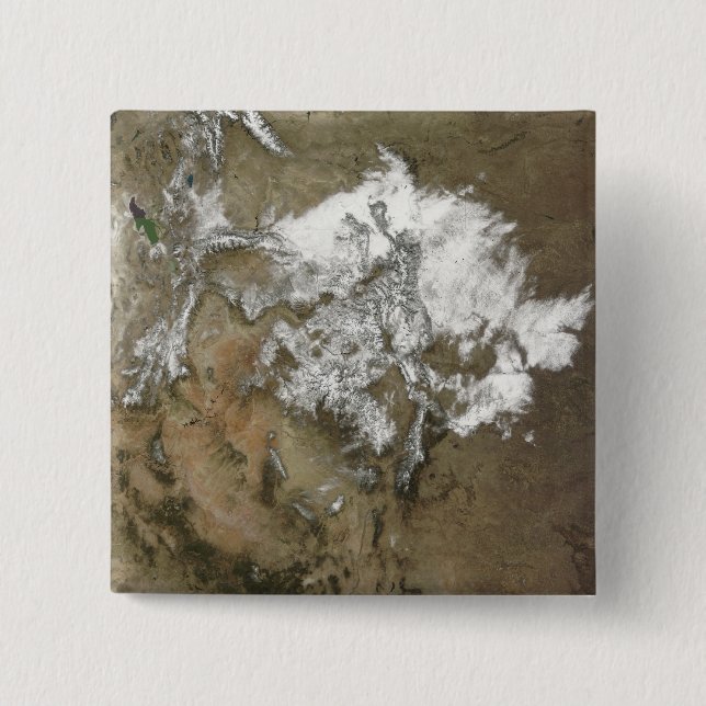 Snow covers the Rocky Mountains in United State Pinback Button (Front)