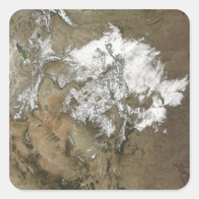 Snow covers the Rocky Mountains in United State Square Sticker (Front)